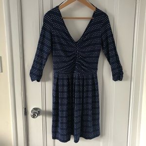 TART Collection navy dots dress, ruched, NWT szMed